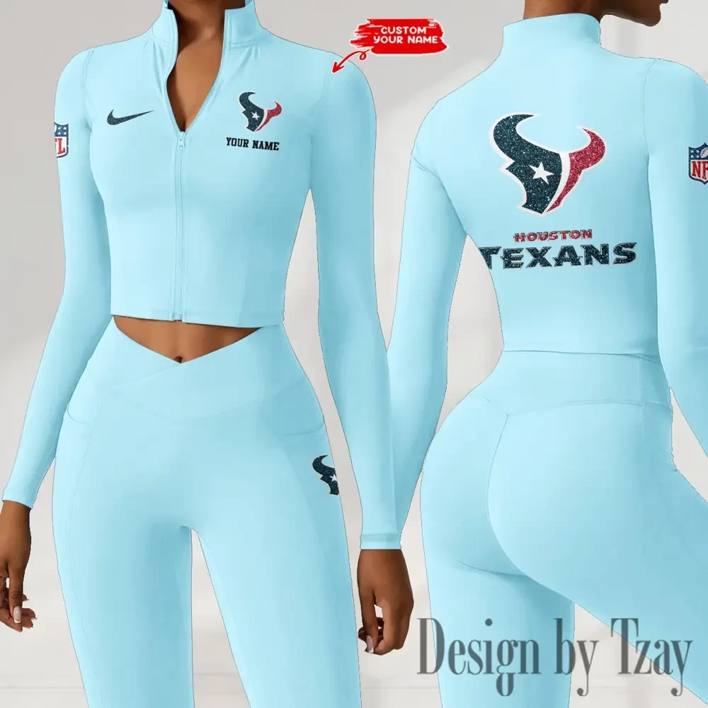 Houston Texans Zipper Sports Top Women Gym Long Sleeve for Fitness SPTZSTW114