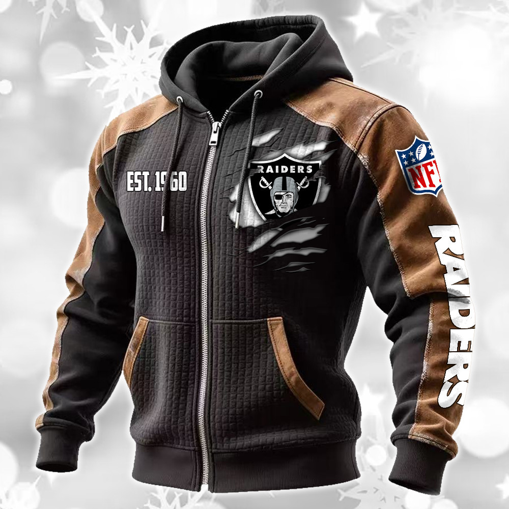 Las Vegas Raiders Waffle Full-Zip Fleece Hoodie DMAG0017
