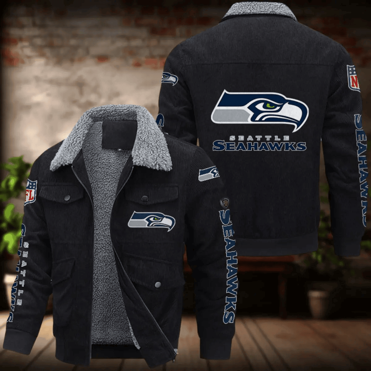 Seattle Seahawks Men's Thickened Corduroy Jacket ANZANZTCJ029