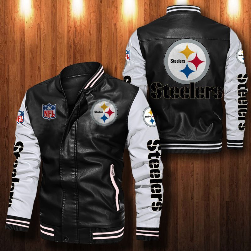 Signature Series Leather Jacket — Plush Sherpa Lining Pittsburgh Steelers HVKE1034