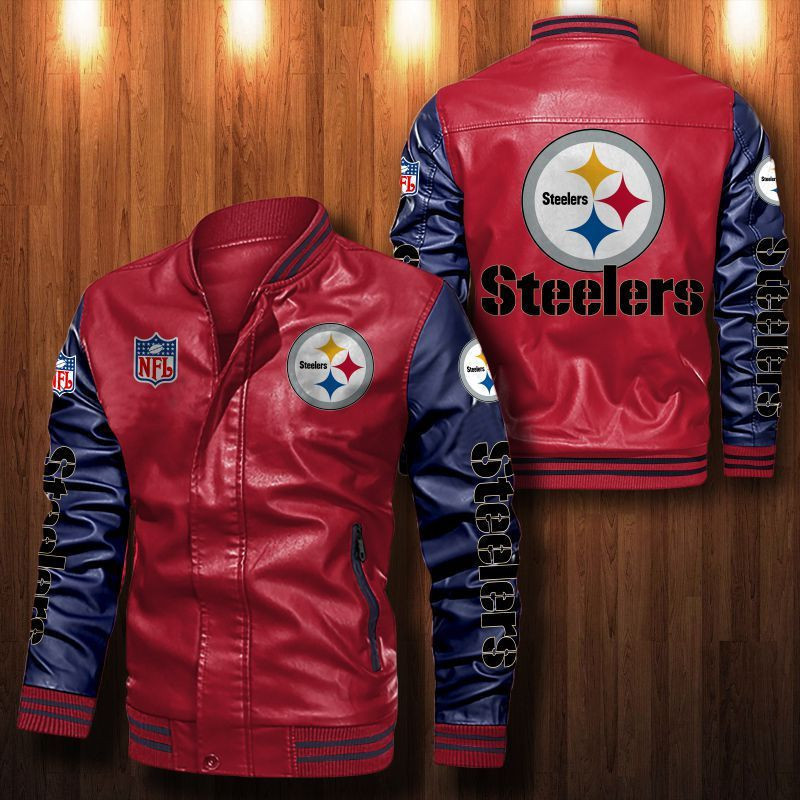 Signature Series Leather Jacket — Plush Sherpa Lining Pittsburgh Steelers HVKE1034