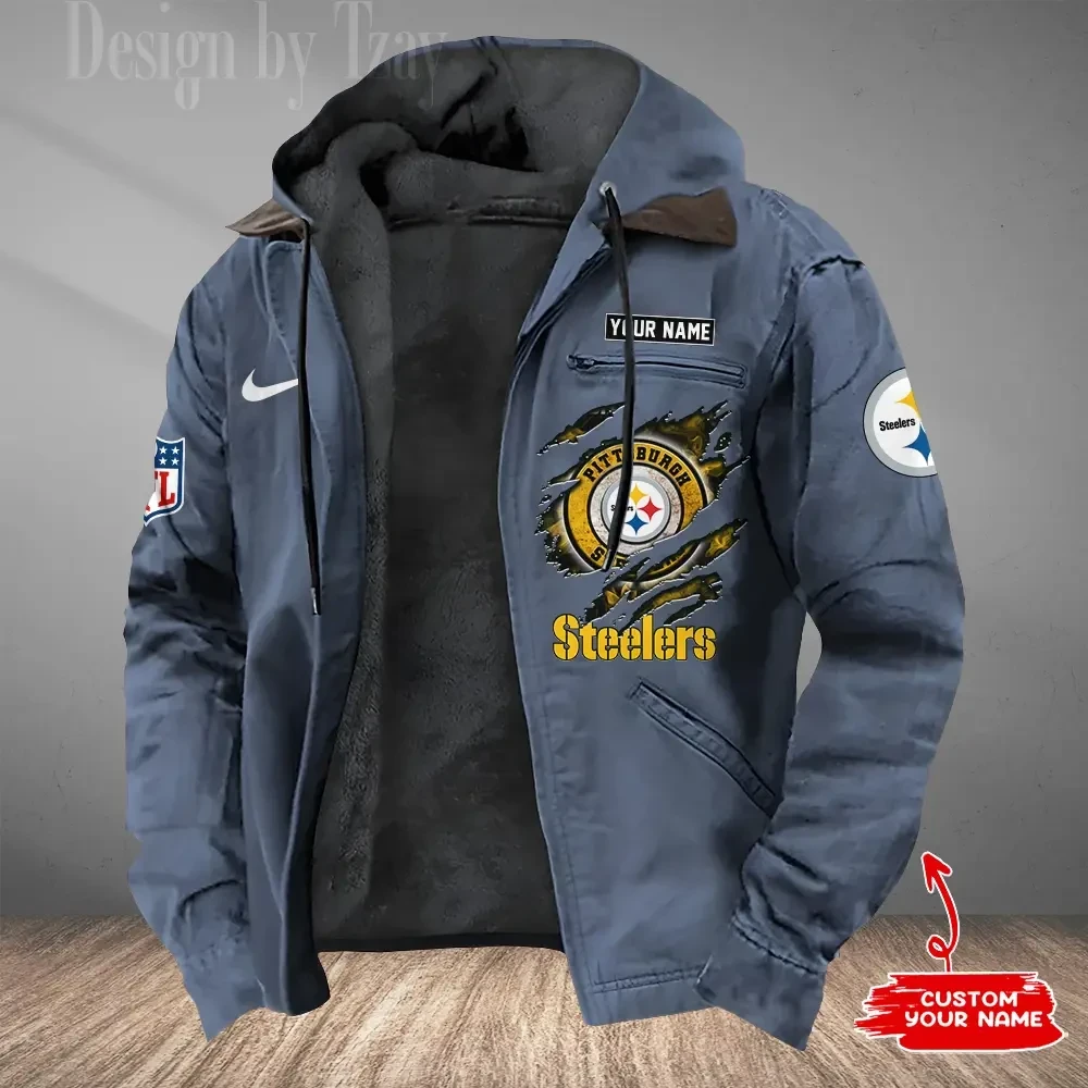 Pittsburgh Steelers Men's Casual Padded Jacket Hooded Trending 2026 SPTPJH188