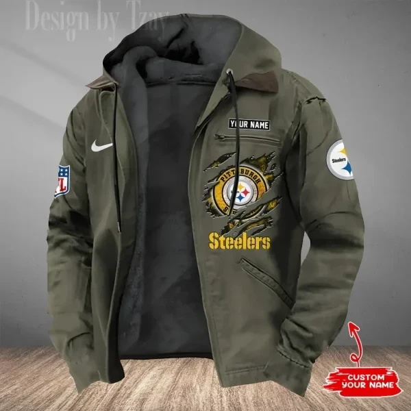 Pittsburgh Steelers Men's Casual Padded Jacket Hooded Trending 2026 SPTPJH188