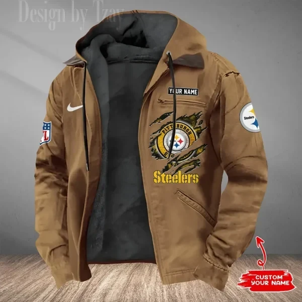 Pittsburgh Steelers Men's Casual Padded Jacket Hooded Trending 2026 SPTPJH188