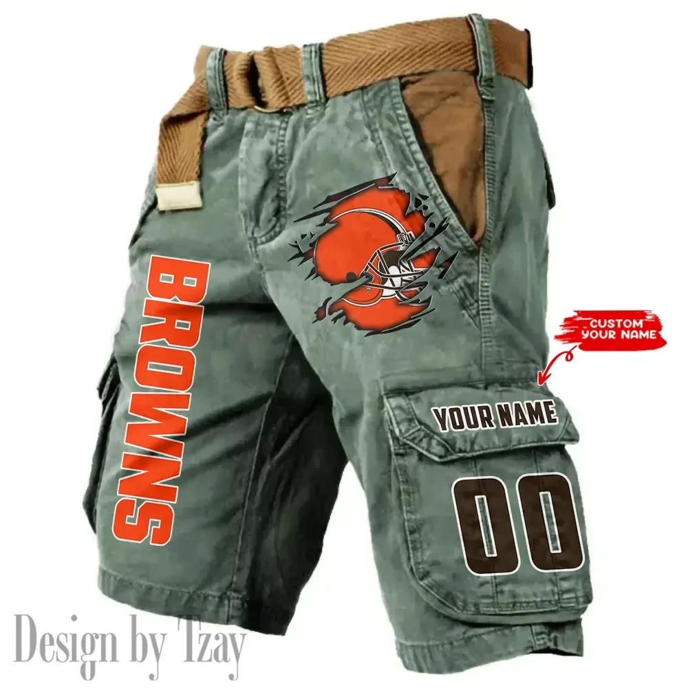 Cleveland Browns Pocket Print Cargo Shorts (Belt Not Included) trending 2026 S9MCS310