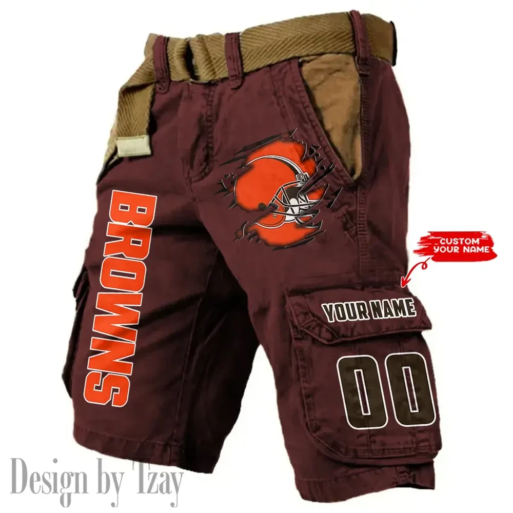 Cleveland Browns Pocket Print Cargo Shorts (Belt Not Included) trending 2026 S9MCS310