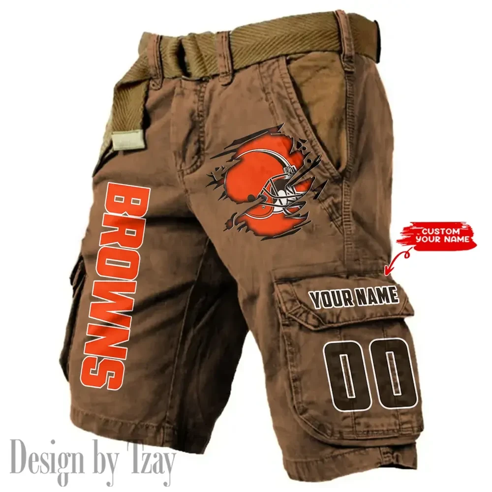 Cleveland Browns Pocket Print Cargo Shorts (Belt Not Included) trending 2026 S9MCS310