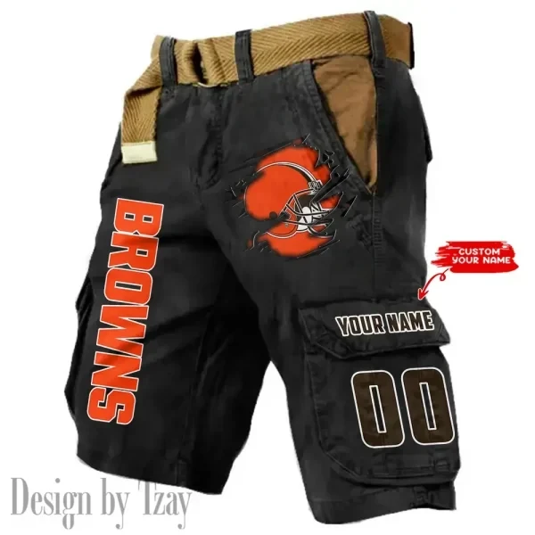 Cleveland Browns Pocket Print Cargo Shorts (Belt Not Included) trending 2026 S9MCS310