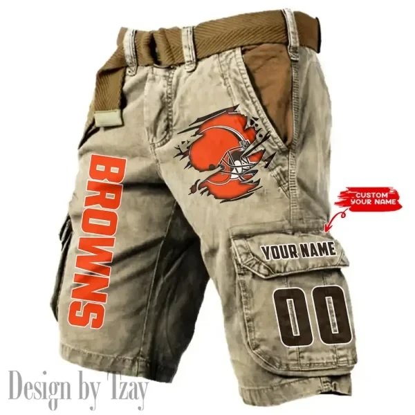 Cleveland Browns Pocket Print Cargo Shorts (Belt Not Included) trending 2026 S9MCS310