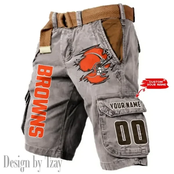 Cleveland Browns Pocket Print Cargo Shorts (Belt Not Included) trending 2026 S9MCS310