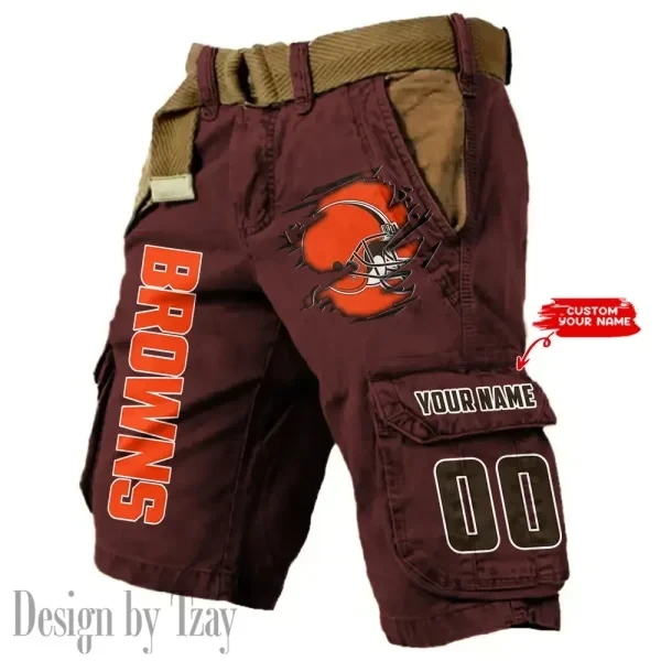 Cleveland Browns Pocket Print Cargo Shorts (Belt Not Included) trending 2026 S9MCS310