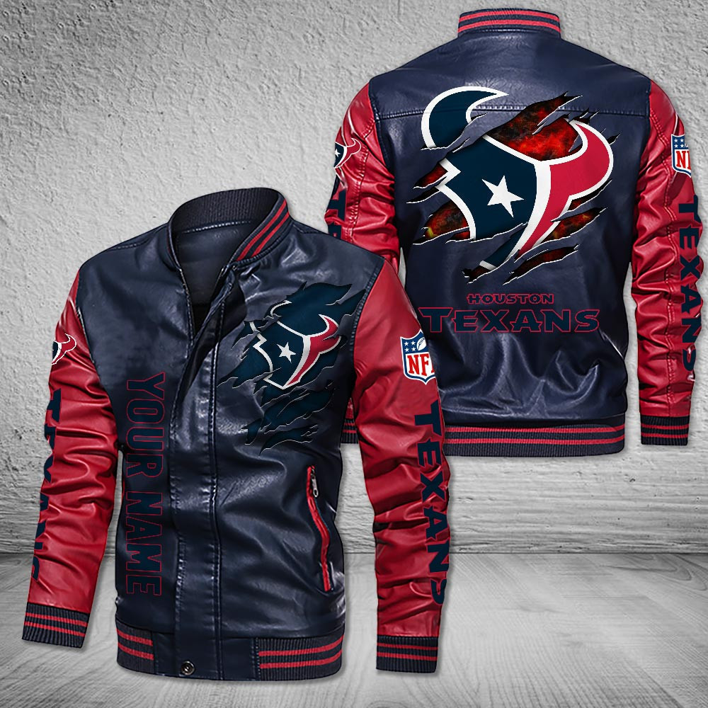 DMHQ0052 Houston Texans Signature Series Leather Jacket — Plush Sherpa Lining
