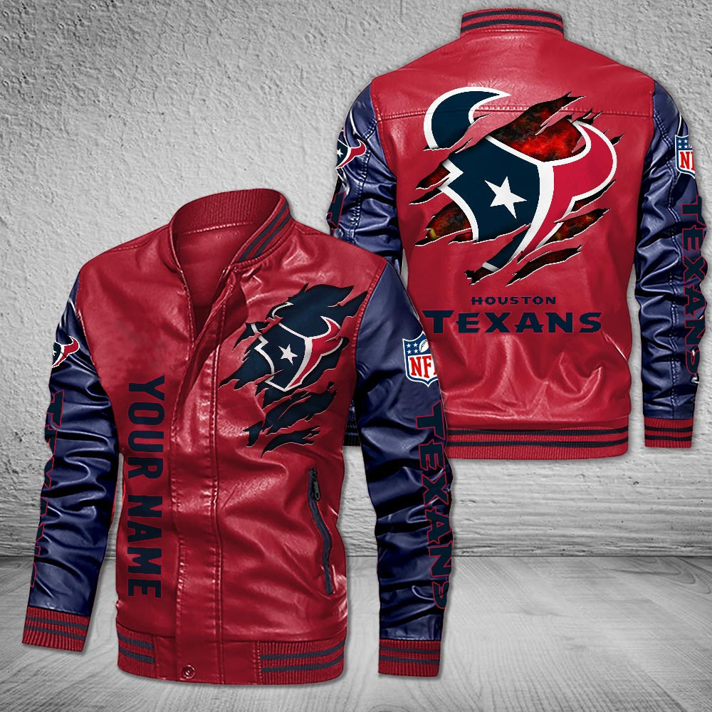 DMHQ0052 Houston Texans Signature Series Leather Jacket — Plush Sherpa Lining