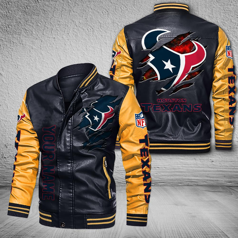 DMHQ0052 Houston Texans Signature Series Leather Jacket — Plush Sherpa Lining