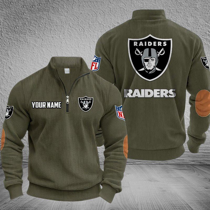 Las Vegas Raiders DMSH0285 Stand Collar Half-zip Sweatshirt Multicolor