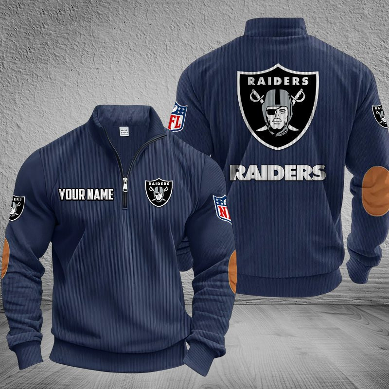 Las Vegas Raiders DMSH0285 Stand Collar Half-zip Sweatshirt Multicolor