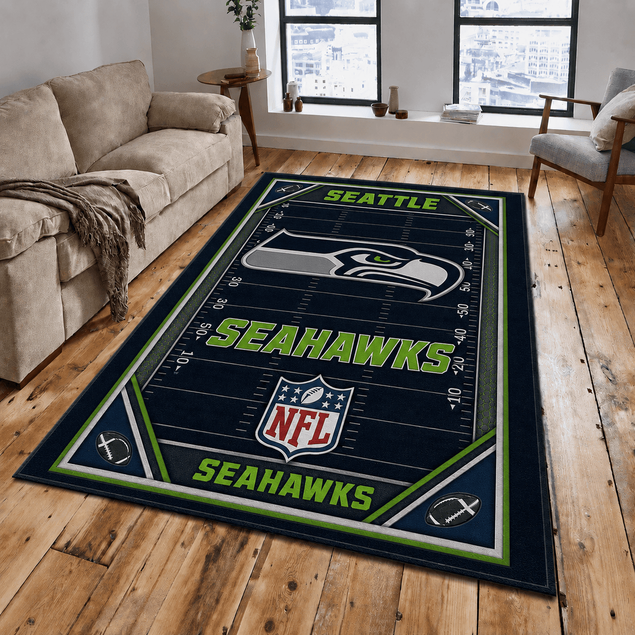 Seattle Seahawks Rug Living Room Floor Decor Fan Gifts VA6041