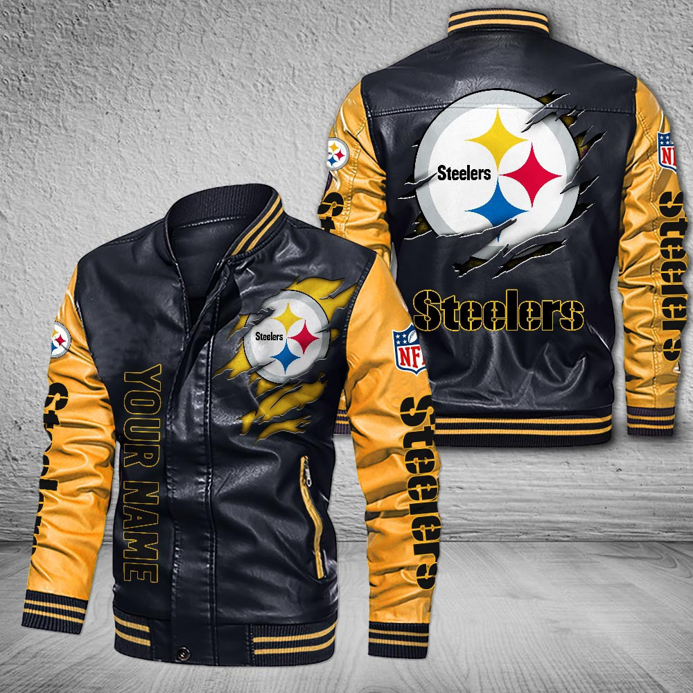 DMHQ0066 Pittsburgh Steelers Signature Series Leather Jacket — Plush Sherpa Lining
