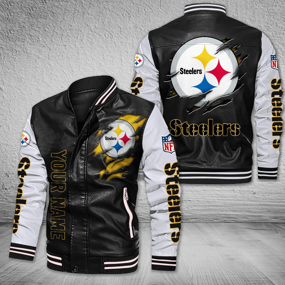 DMHQ0066 Pittsburgh Steelers Signature Series Leather Jacket — Plush Sherpa Lining