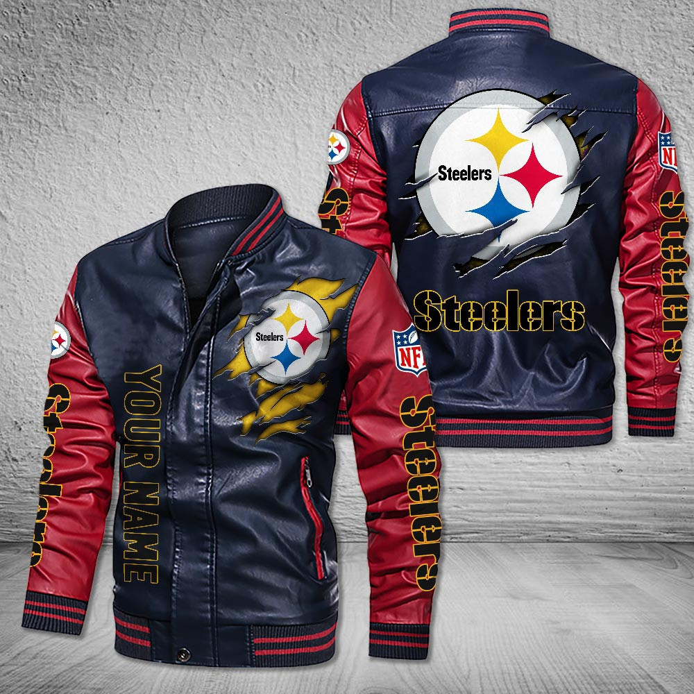 DMHQ0066 Pittsburgh Steelers Signature Series Leather Jacket — Plush Sherpa Lining