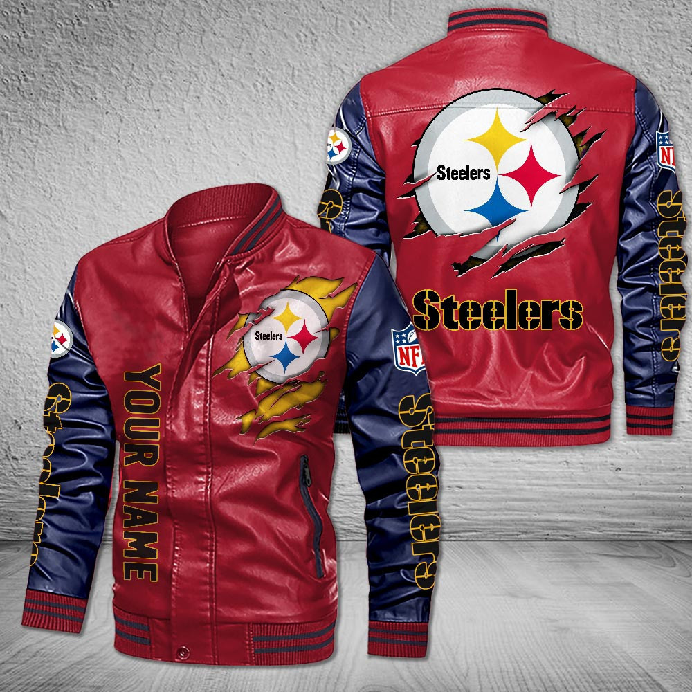 DMHQ0066 Pittsburgh Steelers Signature Series Leather Jacket — Plush Sherpa Lining