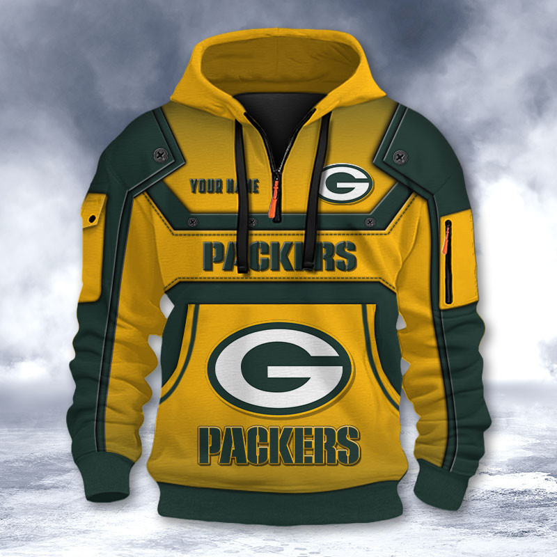 Green Bay Packers DMHT2557 3D Half-zip Hoodie