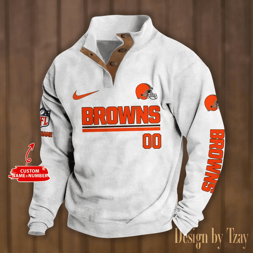 Cleveland Browns Premium Stand-Collar Game-Day Pullover - Engineered Warmth & Personalized Name S9DBSCH072