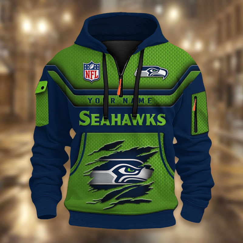 Seattle Seahawks DMHT2386 3D Half-zip Hoodie