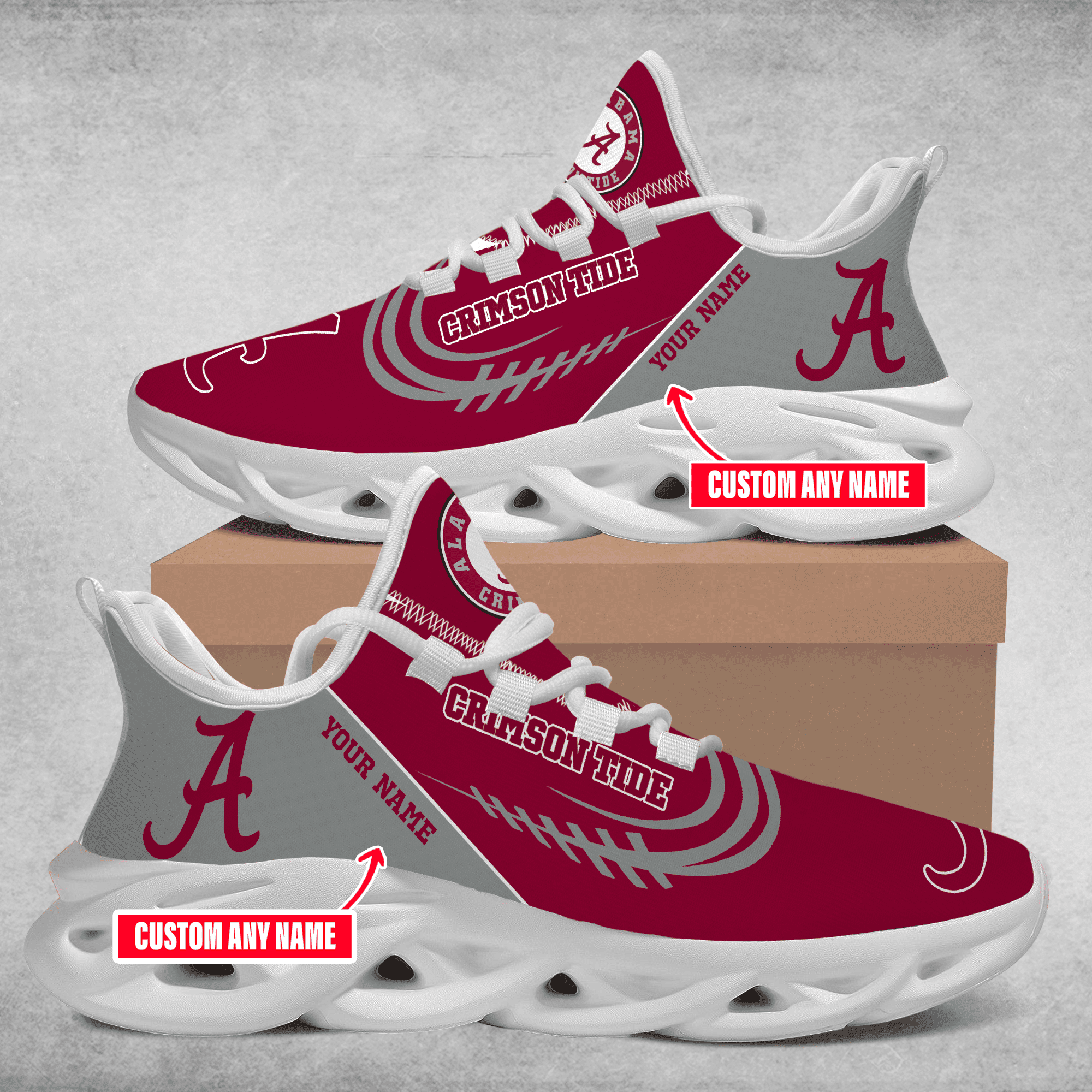 NCAAF Alabama Crimson Tide (Your Name) Max Soul Shoes Nicegift MSSD0R2