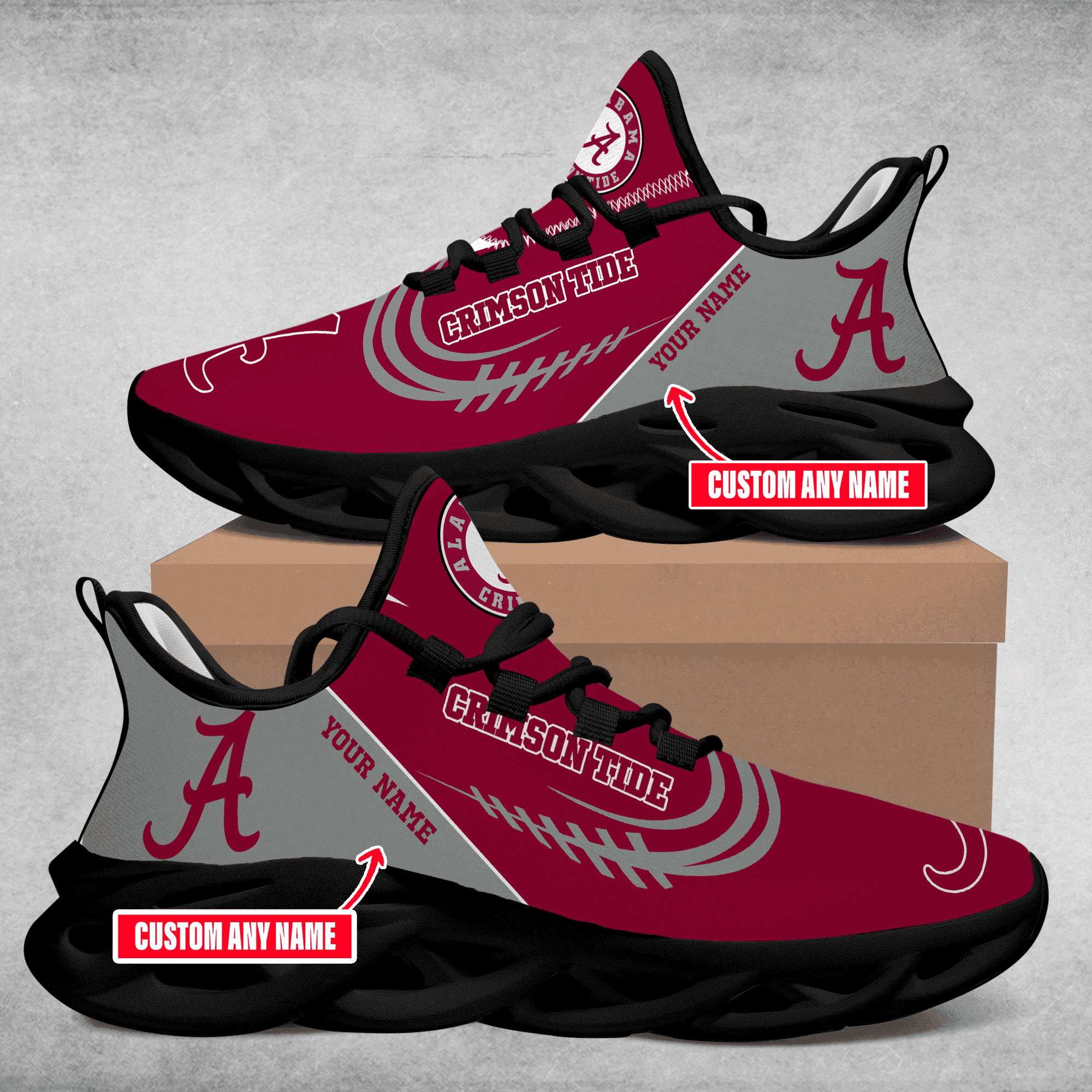 NCAAF Alabama Crimson Tide (Your Name) Max Soul Shoes Nicegift MSSD0R2