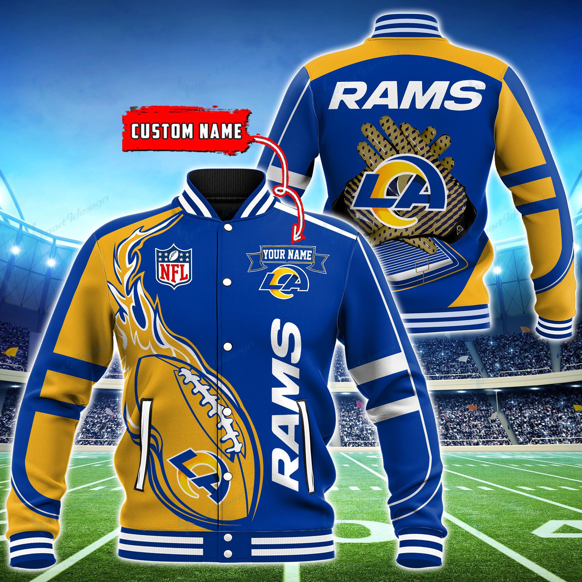 Los Angeles Rams Personalized Baseball Jacket BG26