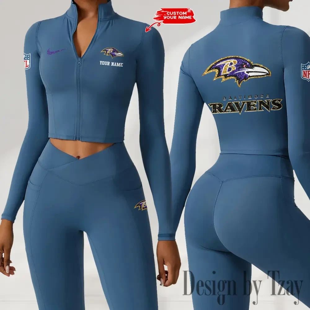 Baltimore Ravens Zipper Sports Top Women Gym Long Sleeve for Fitness SPTZSTW104