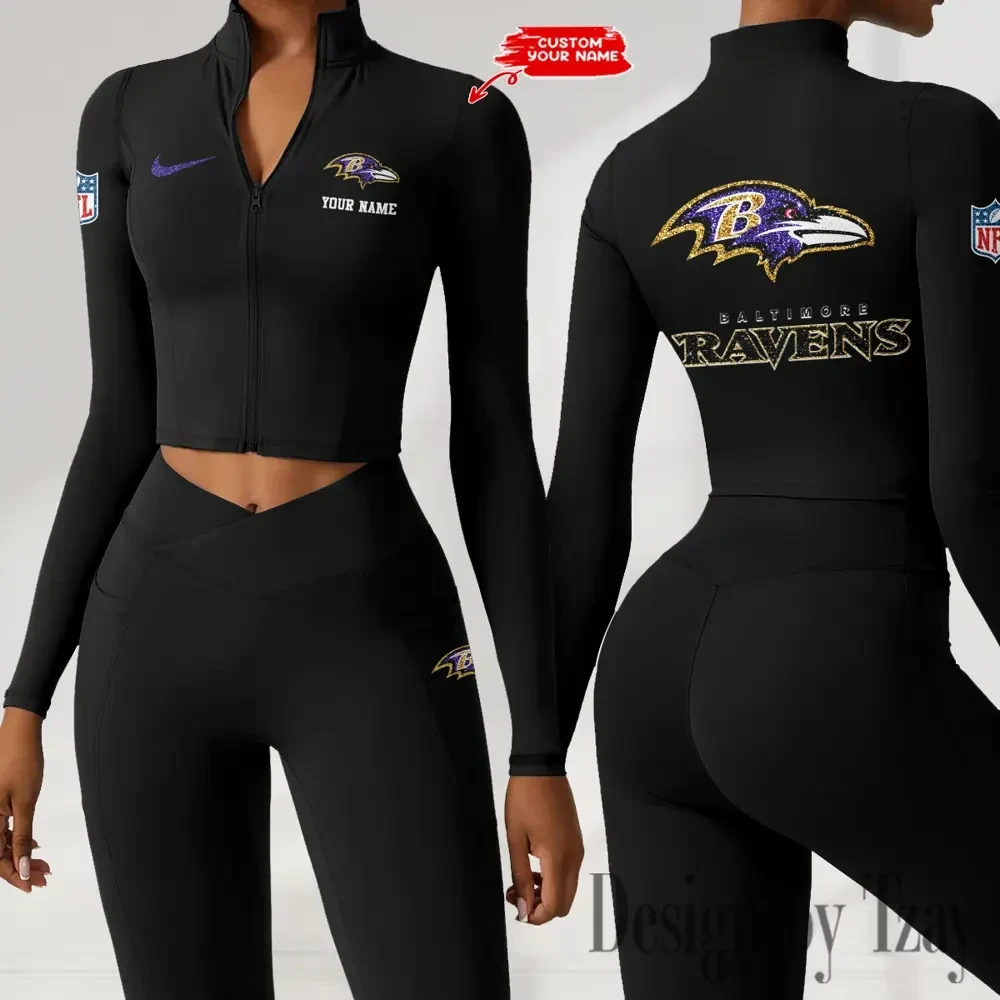 Baltimore Ravens Zipper Sports Top Women Gym Long Sleeve for Fitness SPTZSTW104