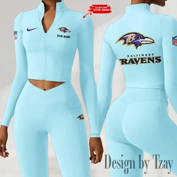 Baltimore Ravens Zipper Sports Top Women Gym Long Sleeve for Fitness SPTZSTW104