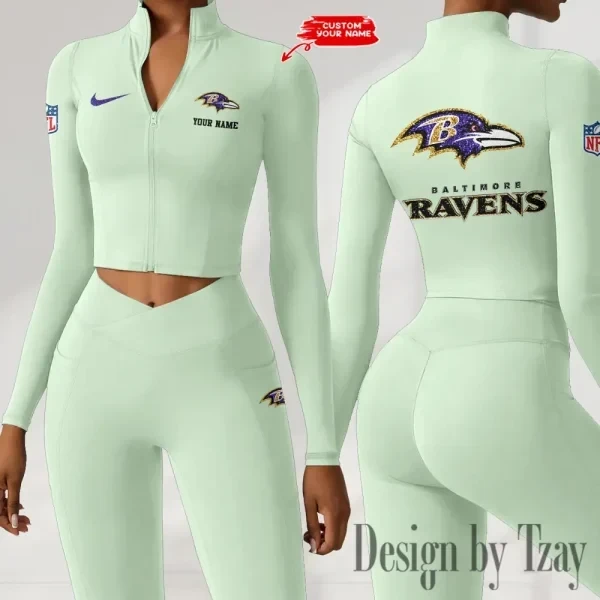 Baltimore Ravens Zipper Sports Top Women Gym Long Sleeve for Fitness SPTZSTW104