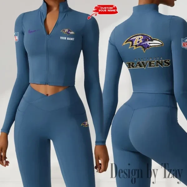 Baltimore Ravens Zipper Sports Top Women Gym Long Sleeve for Fitness SPTZSTW104