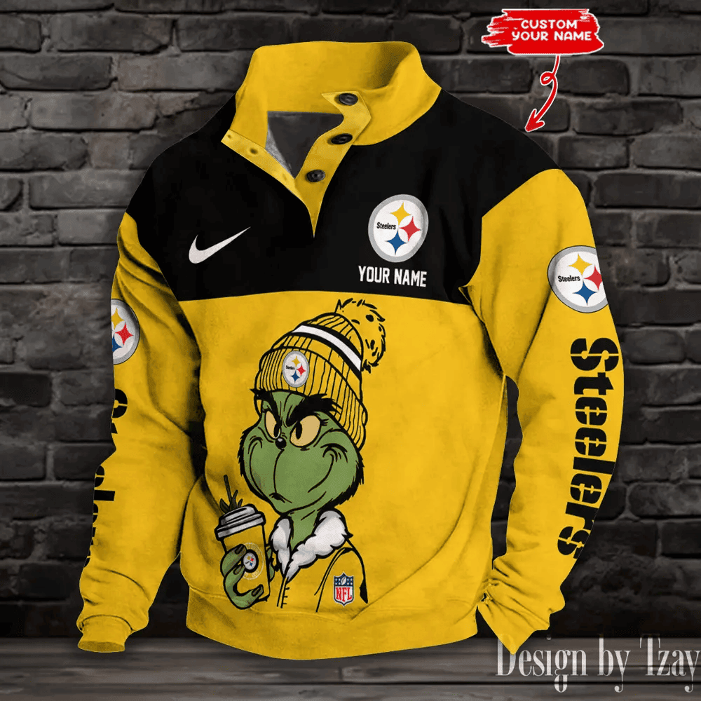 Pittsburgh Steelers Premium Stand-Collar Game-Day Pullover - Engineered Warmth & Personalized Name S9DBSCH730