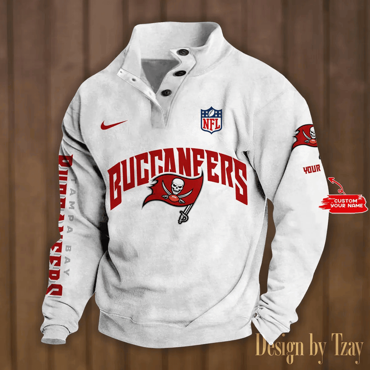 Tampa Bay Buccaneers Premium Stand-Collar Game-Day Pullover - Engineered Warmth & Personalized Name S9DBSCH062