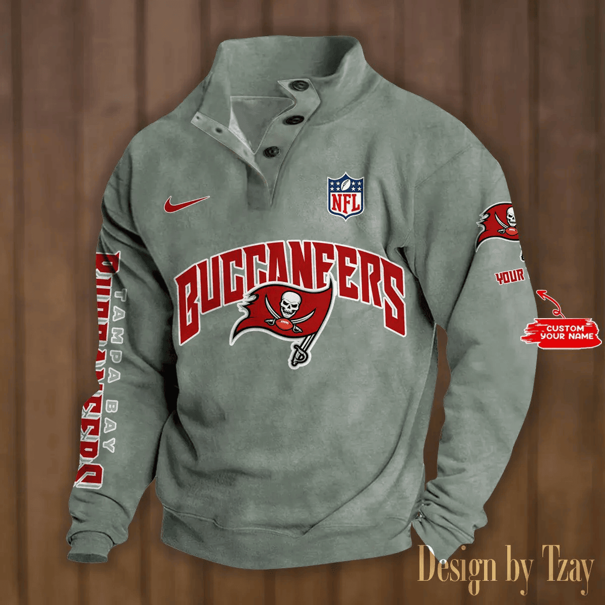 Tampa Bay Buccaneers Premium Stand-Collar Game-Day Pullover - Engineered Warmth & Personalized Name S9DBSCH062