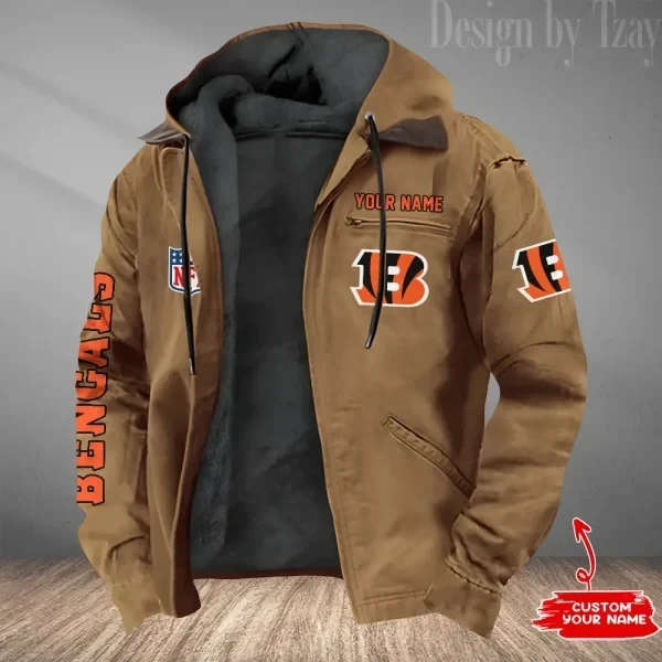 Cincinnati Bengals Men's Casual Padded Jacket Hooded Trending 2026 SPTPJH072