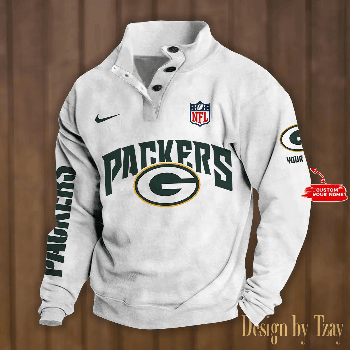 Green Bay Packers Premium Stand-Collar Game-Day Pullover - Engineered Warmth & Personalized Name S9DBSCH044