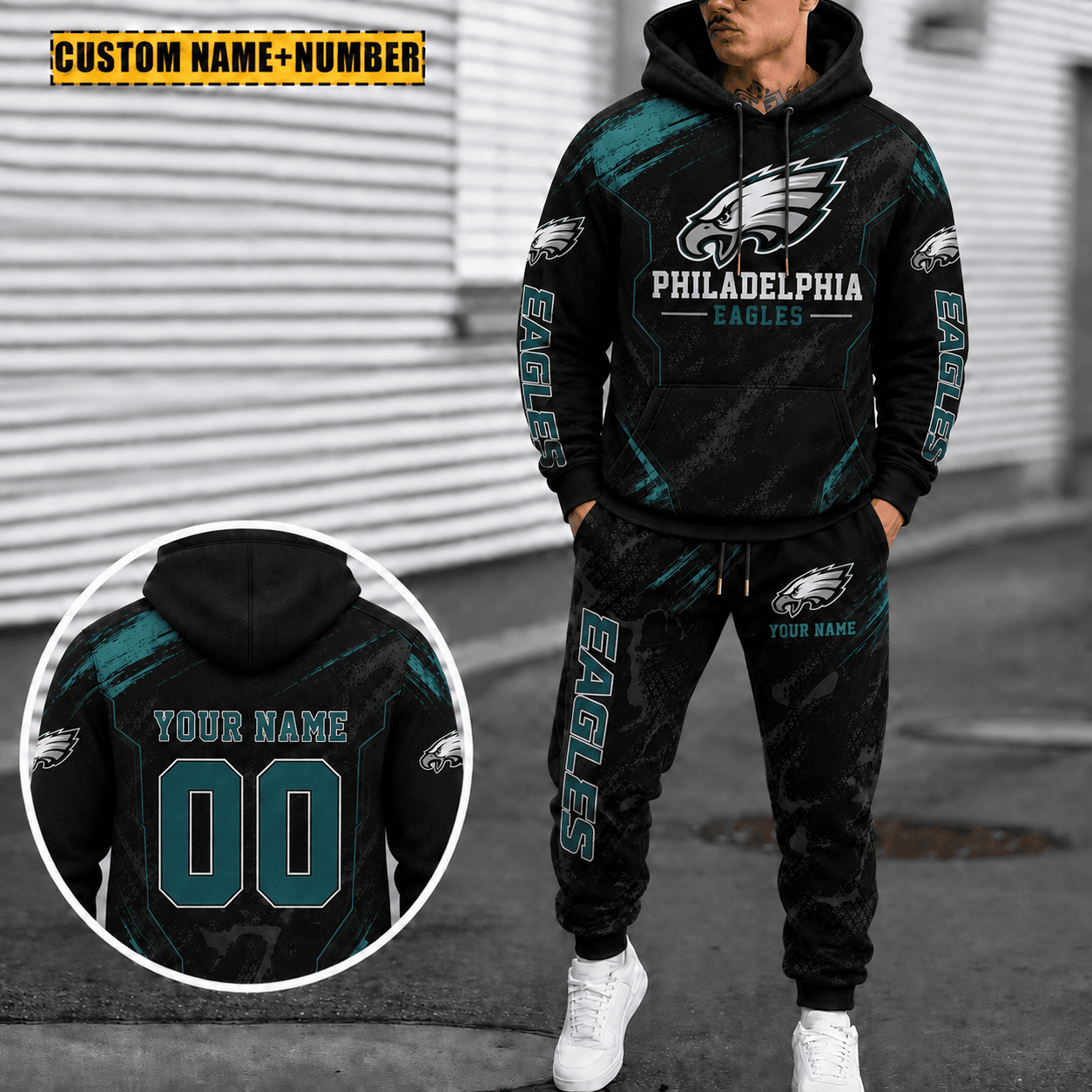 Philadelphia Eagles Personalized Combo Hoodie And Sweatpants Gift For Fan VA1071