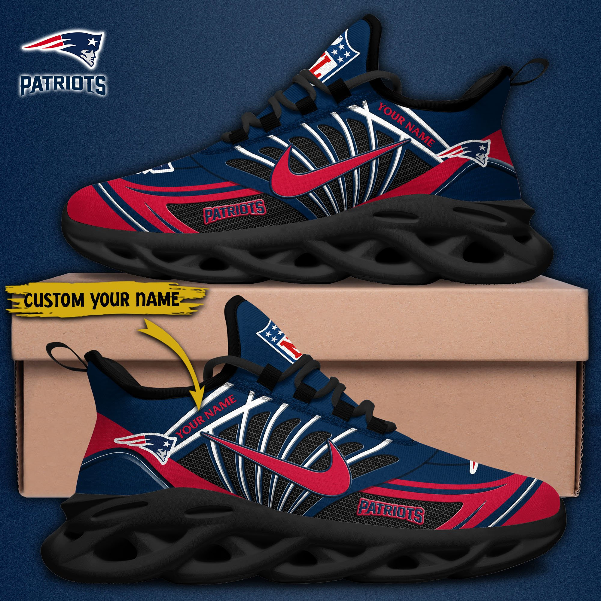 New England Patriots Personalized Yezy Running Sneakers BF45A