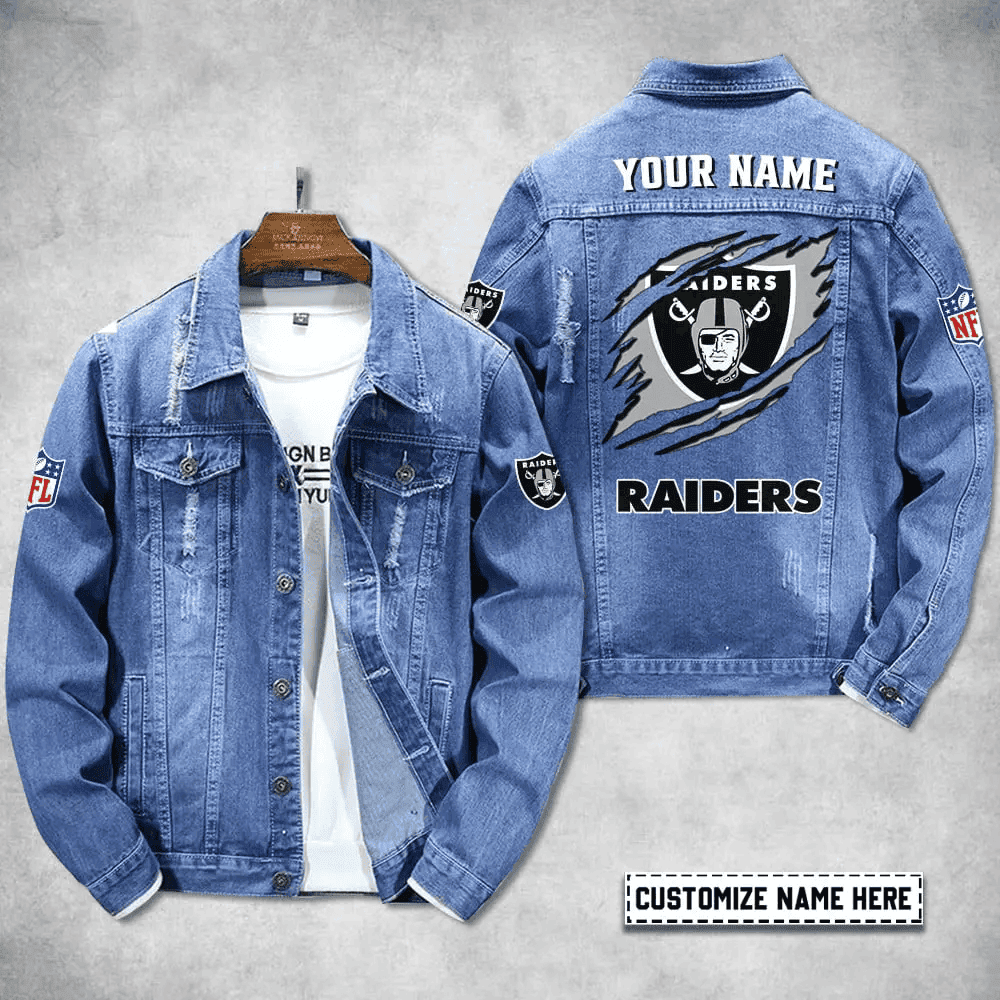 Las Vegas Raiders Personalized Premium Denim Jacket S9DJ079