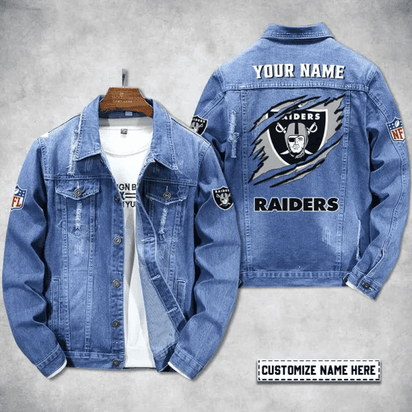 Las Vegas Raiders Personalized Premium Denim Jacket S9DJ079