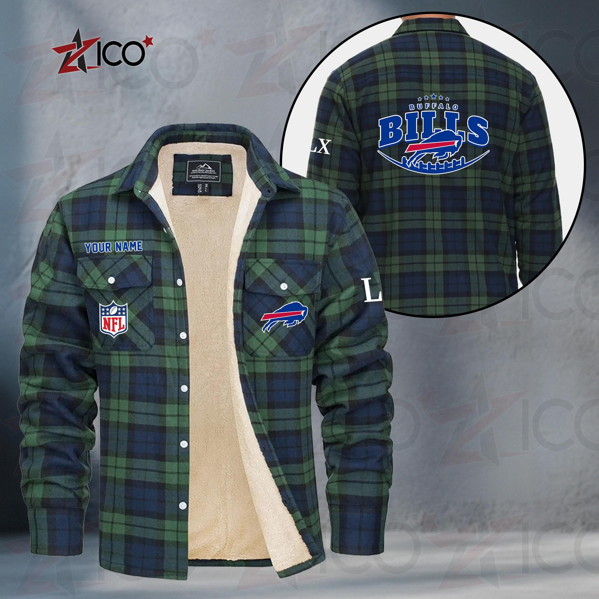 Buffalo Bills Fleece Flannel Plaid Jacket MN04