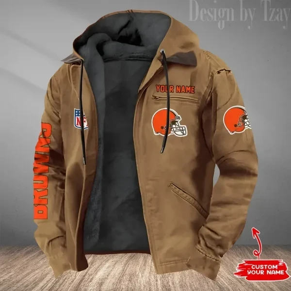 Cleveland Browns Men's Casual Padded Jacket Hooded Trending 2026 SPTPJH073