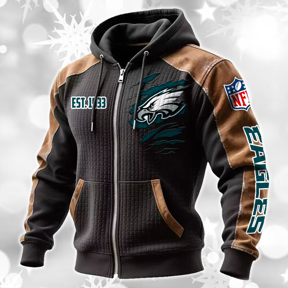 Philadelphia Eagles Waffle Full-Zip Fleece Hoodie DMAG0026