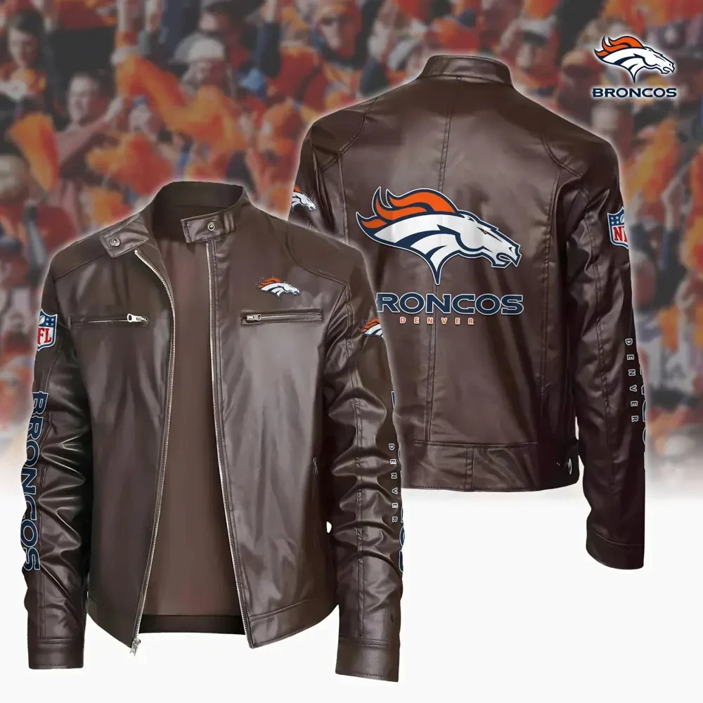 Ultra-Premium Leather Jacket Dual Zip Chest— Denver Broncos SPTSLJ007