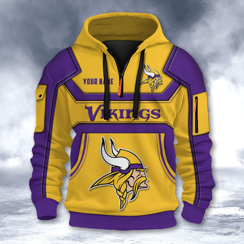 Minnesota Vikings DMHT2640 3D Half-zip Hoodie